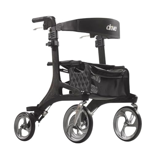 Drive Medical Nitro Elite CF Carbon Fiber Walker Rollator, Black, 23" (W) x 27.75" (L)