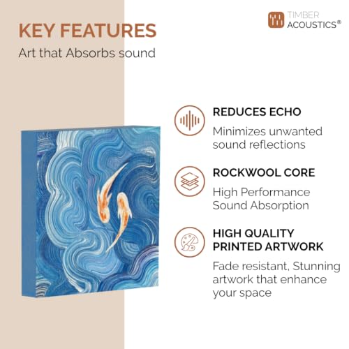 Image of Timber Acoustics Printed Acoustic Wall Panels | Sound Absorbing & Echo Reduction Panels | NRC > 0.90 | Soundproofing Acoustic Panels for Home, Office & Music Studio (Koi Pond, 2'x4'x3 inch)