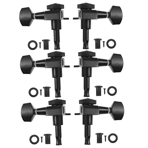 Abaodam 6pcs Black Fully-enclosed Guitar Tuning Pegs 1:18 Locking String Function for Electric and Acoustic Guitars, Instrument Supply String Locking Turners Compatible Left and Right Side