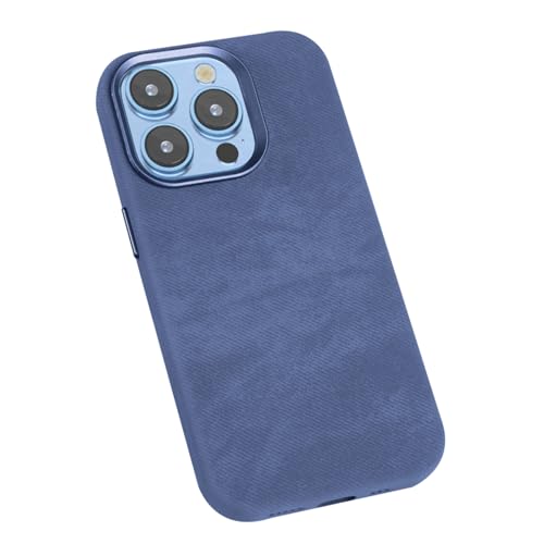 Funda magnética de cuero suave para iPhone 15 Plus en color azul