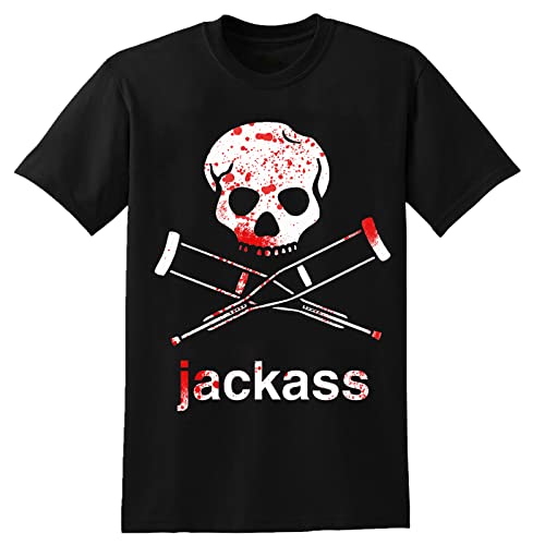Jackass Warning Fitted Jersey Men's Fashion T-Shirt Black S Black S