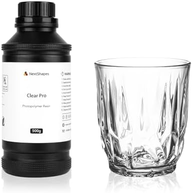 NextShapes Clear Pro 3D Printer Resin, Glass-Like Ultra High Transparency, Non-Yellowing & Non-Brittle, High Precision 405nm UV Curing Resin for LCD/DLP 3D Printing (Clear, 500g)