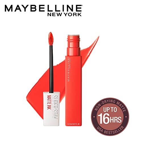Image of Maybelline New York Liquid Matte Lipstick, Long Lasting, 16hr Wear, Superstay Matte Ink, 25 Heroine, 5ml