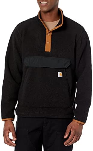 Carhartt mens Relaxed Fit Pullover Fleece Jacket, Black, XX-Large US