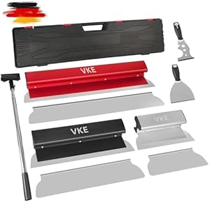 VKE – Juego de cuchillos para recubrir, espÃ¡tula revestida profesional con mango telescÃ³pico, perfecto liss inoxidable 25/40/60 cm, herramienta multifunciÃ³n perfecta para paneles de yeso de cemento y