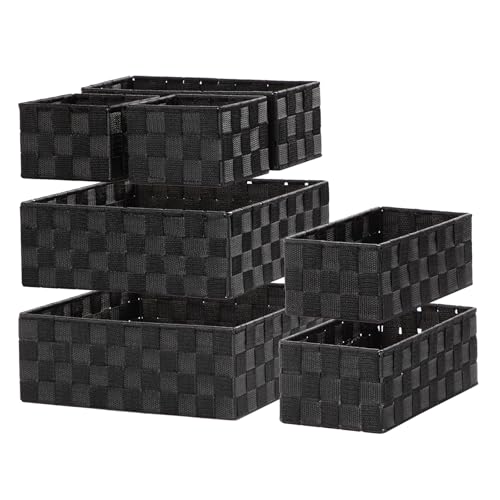 Posprica Small Baskets for Organizing(7 Set) Woven Storage for Shelves,