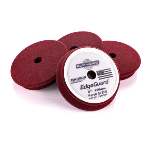 Image of Buff and Shine - EdgeGuard Foam Buffing Pads - Maroon - 5 inch Medium Cut Pad - Pack of 4