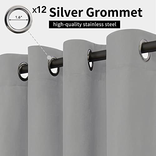 Image of Easy-Going Outdoor Curtains for Patio 1 Panel, 110x84 inch, Light Grey | Waterproof, Windproof, Weatherproof Privacy Outdoor Curtains for Cabanas Porches and Pergolas, Grommet Top and Tab Bottom
