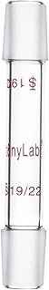 stonylab Glass 19/22 Straight Laboratory Adapter, Borosilicate Glass 70 mm Between Two 19/22 Ground Inner Standard Taper Joints for Laboratory Lab Supply