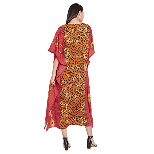 Image of Oussum Women Polyester Casual Long Plus Size Beach Caftan Cover Up Maxi Dress 1X-3X Summer Kaftan Dresses for Women