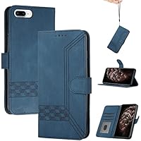 Genlision Funda Compatible con iPhone 6/7/8 Plus,Flip Leather Edition,Funda de Cuero PU con Cáscara de TPU, magnético, función de Soporte y Ranuras para Tarjetas-Azul