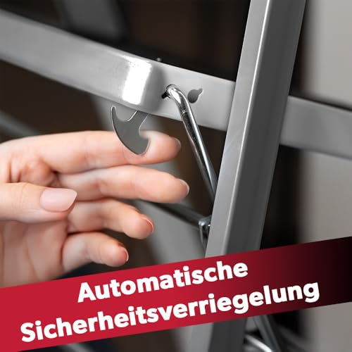 siwitec Trittleiter, Faltbare Leiter mit 2 Stufen, Klapptritt aus Stahl bis 150 kg belastbar, Tritthocker klappbar, TÜV/GS Zertifiziert, anthrazit