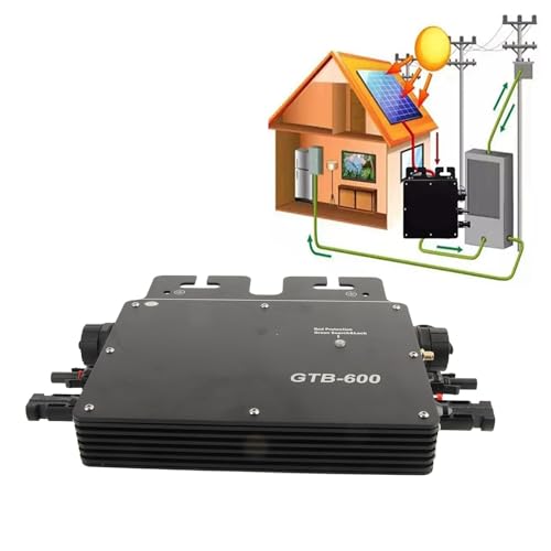 Micro Inverter, Solar Power Grid Tie 600W WIFI Control Alloy GTB 400 Automatische Identifikation AC120 230V Schwarzer US-Stecker Wasserdichte APP AC230V (Schwarz)