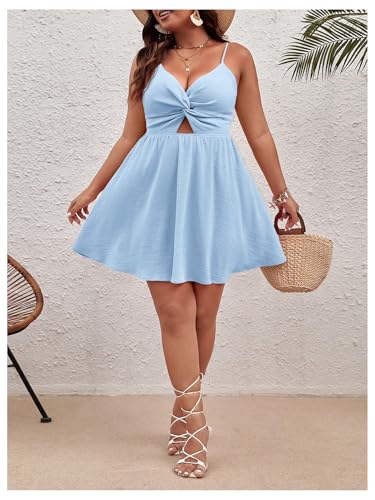 Image of Floerns Women's Plus Size Cut Out Twist Front Sleeveless Flare Hem Cami Dress