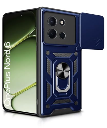 Image of WOW IMAGINE Tough Armor Bumper Mobile Back Case for 1+ OnePlus Nord 6 5G | Sliding Camera Cover | Shock Proof 360 Protection | Hybrid PC + TPU | Ring Holder with Kickstand - Blue