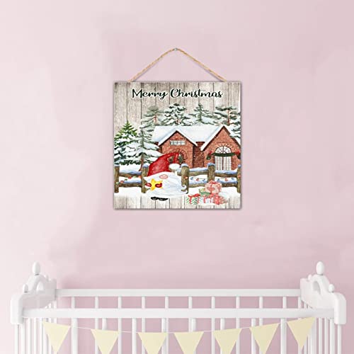 Panneau rustique en bois établi gnomes de Noël déco intérieure chic