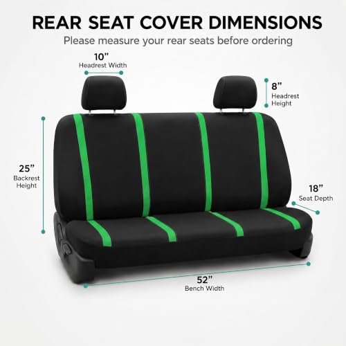 Image of FH Group Car Seat Covers Rear Set Cloth - Car Seat Covers with Removable Headrest,Universal Fit,Automotive SeatCovers,Washable Car SeatCover for SUV,Sedan,Van Green