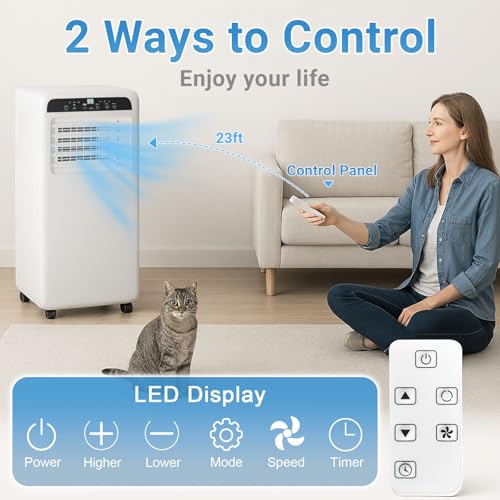 Image of Portable Air Conditioner, 10000BTU, 3-in-1 Air Conditioner Portable Up to 450 Sq.Ft. with Cool, Fan, Dehumidifier, Remote Control & Installation Kit, 24H Timer, Quiet Standing AC Unit