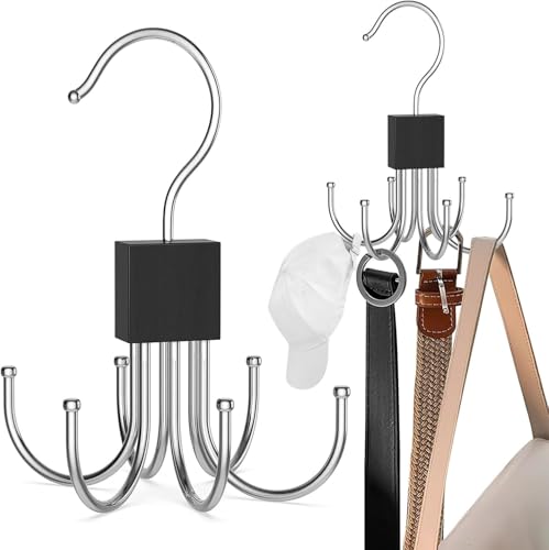 Percha Para Cinturón, Organizador De Accesorios De Armario Giratorio, Gancho De Almacenamiento Para Cinturón, Sujetador, Camiseta Sin Mangas, Corbata, Bufanda, Bolso, Color Negro