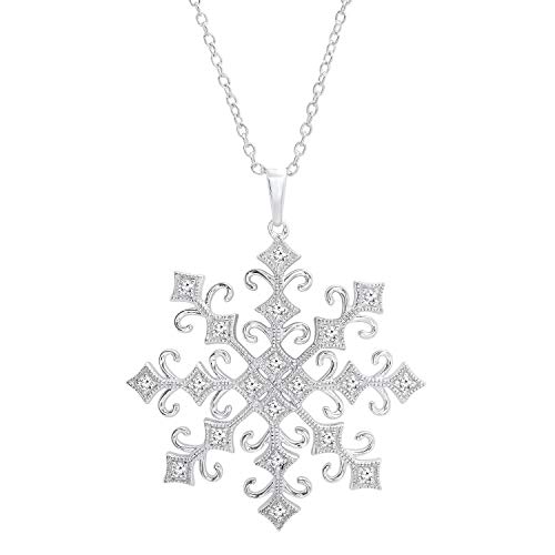Dazzlingrock Collection 0.30 Ctw Natural Round White Diamond Snowflake Pendant