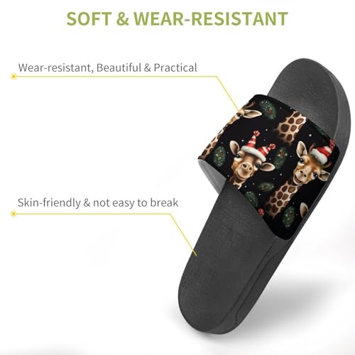 Merry Xmas Giraffe Non Slip Slides Sandals for Women Men Quick Drying Shower Shoes for Bathroom Pool Beach3