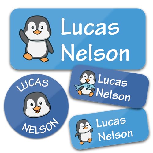 Bunny Badges Personalized Daycare Name Labels for Kids (130 Labels) - Custom Waterproof Name...