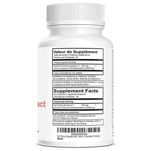 Tart Cherry Extract - 3000 Mg Per Serving - 90 Capsules Gluten-Free #TOP2