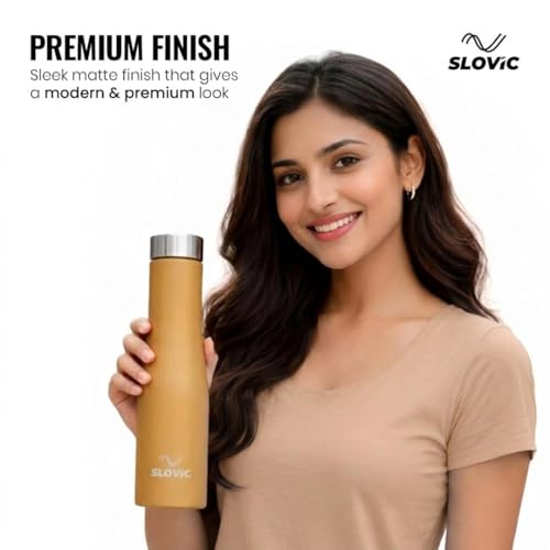 Image of SLOVIC Stainless Steel Water Bottle 1 LTR | 100% BPA Free & Leak-Proof | Sipper Water Bottle for Adults | Sipper Water Bottle for Adults | Ideal for Gym, Sports & Camping