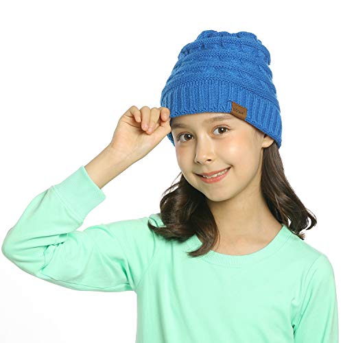 Vigrace Kids Winter Knit Hat Warm Fleece Lined Hats Children Cable Baby Beanie Skull Cap For Girls Boys #TOP6