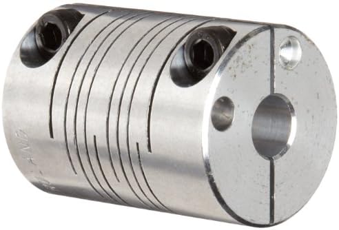 Ruland PCR18-8-4-A Clamping Beam Coupling, Polished Aluminum, Inch, 1/2" Bore A Diameter, 1/4" Bore B Diameter, 1-1/8" OD, 1-1/2" Length, 34 lb-in Nominal Torque