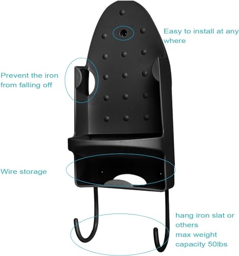 EVEME Ironing Board Hanger Wall Mount,Laundry Room Iron Board Holder Laundry Room Decor Organization,Electric Iron Holder Rack Household Bathroom Shelf-for Max 5 inch Width - Thumbnail 4