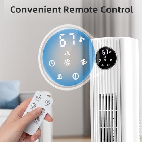 Image of Antarctic Star Tower Fan Portable Floor Fans 85Oscillating Fan Quiet Cooling 12H Timer Remote Control Standing Bladeless Electric 3 Wind Speeds 4 Modes Bedroom Office,36 inch, White