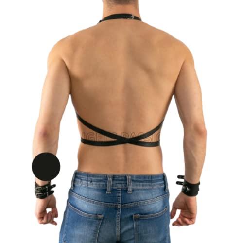 Peitoral Masculino Harness Em Couro Preto Sado Fetiche Leather