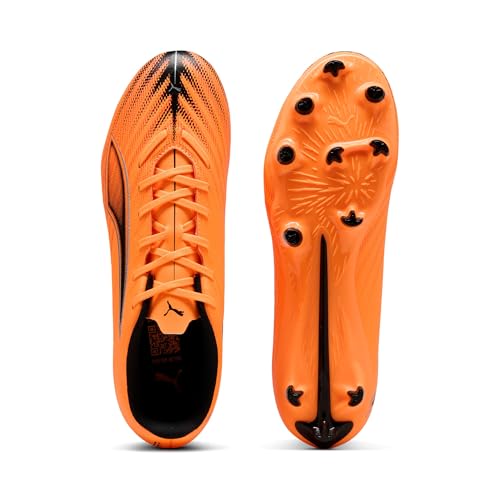 PUMA Chaussures de Football Unisexes Ultra 6 Play FG/AG, Heat Fire PUMA Noir/Rouge Brillant, 44.5 EU