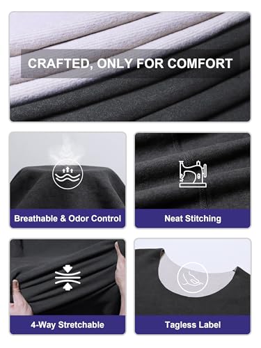 Raueupo Warm Thermal Underwear Set Mens Base Layer Long Johns Winter Hunting Gear Bottom Leggings Top with Mens Crew Socks (Grey Black, Large) - Thumbnail 6
