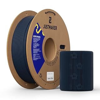JUSTMAKER PETG マット3Dプリンターフィラメント、マットな表面、多機能素材、寸法精度+/-0.03mm、1.75mm、1kg、ダークブルー。