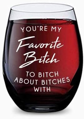 GSM Brands Stemless Wine Glass for Women (Favorite to About) Made of Unbreakable Tritan Plastic and Dishwasher Safe - 16 ounces
