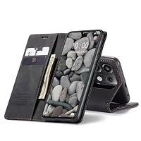 owlhold hülle Xiaomi Redmi Note 13 Pro 5G Handyhülle Poco X6 5G [Nicht für 4G] Premium Lederhülle Weiches Vintage-Nubukleder Faltbare Schutzhülle Kartenfach Klapphülle Redmi Note 13 Pro 5G - Schwarz – Ansicht 6