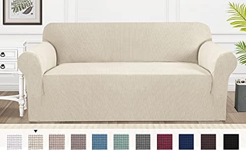 Jacquard Sofa Cover Stretch Elastic 1/2/3/ Large Seater Sofa Slipcover (Beige, 2 Seater)