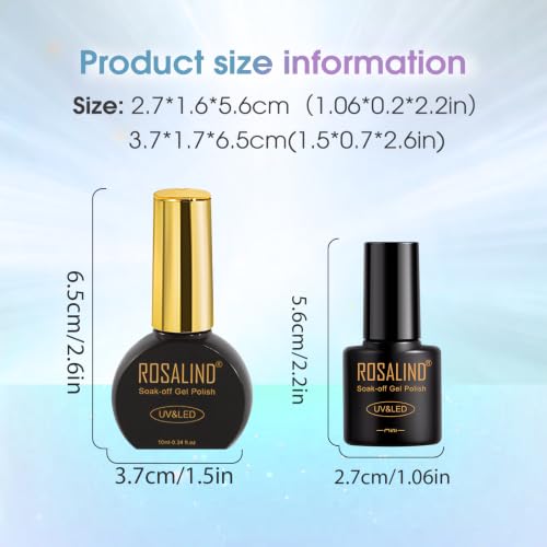 ROSALIND 25pcs All Seasons Colors Gel Nail Polish Set,10mL Base Top Coat | 20 colors gel polish kit, Silver Cateye Top Coat with Magnet, 10ml Base and Glossy Glitter Matte Top Coat, Glift for Women