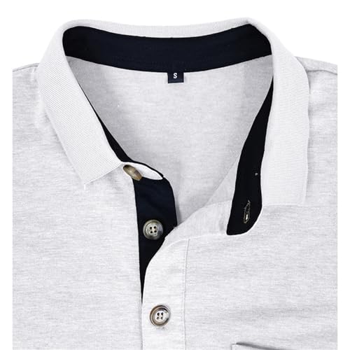 Image of Men's Short Sleeve Polo Shirts Buttons Collared T Shirts with Pocket