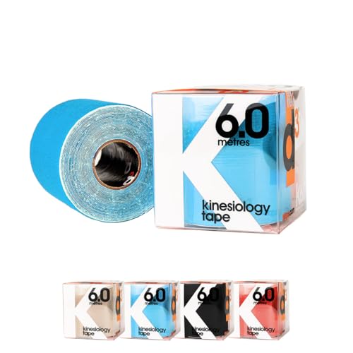 d3 K6.0 Kinesiology Tape - 75mm x 6m (Electric Blue, 1 Roll) Wide Latex-Free Hypoallergenic Ankle, Knee, Shoulder, Elbow Kinetic Physio Sports Medical Muscle Injury Strapping Support