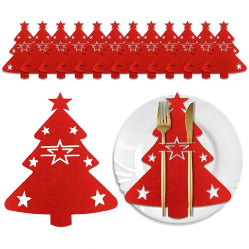 Noviatrix 12 Pièces Porte Couvert Noel, Rouge Décoration Table Noël Décoration de Table Porte Couvert Noel Deco Convient pour les Décorations de Table de Fête