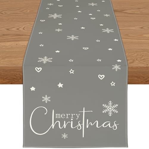 YCOLL Weihnachtsdeko Tisch Tischläufer Weihnachten Tischläufer Grau...