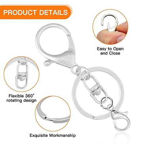 Lobster Claw Clasps Keychain For Jewelry Making,30Pcs Metal Lobster Claw Clasp With Key Ring 50Pcs Alloy Lobster Clasp 100Pcs Open Jump Ring For Craft Project Jewelry Making(Total 180Pcs,White K) #TOP4