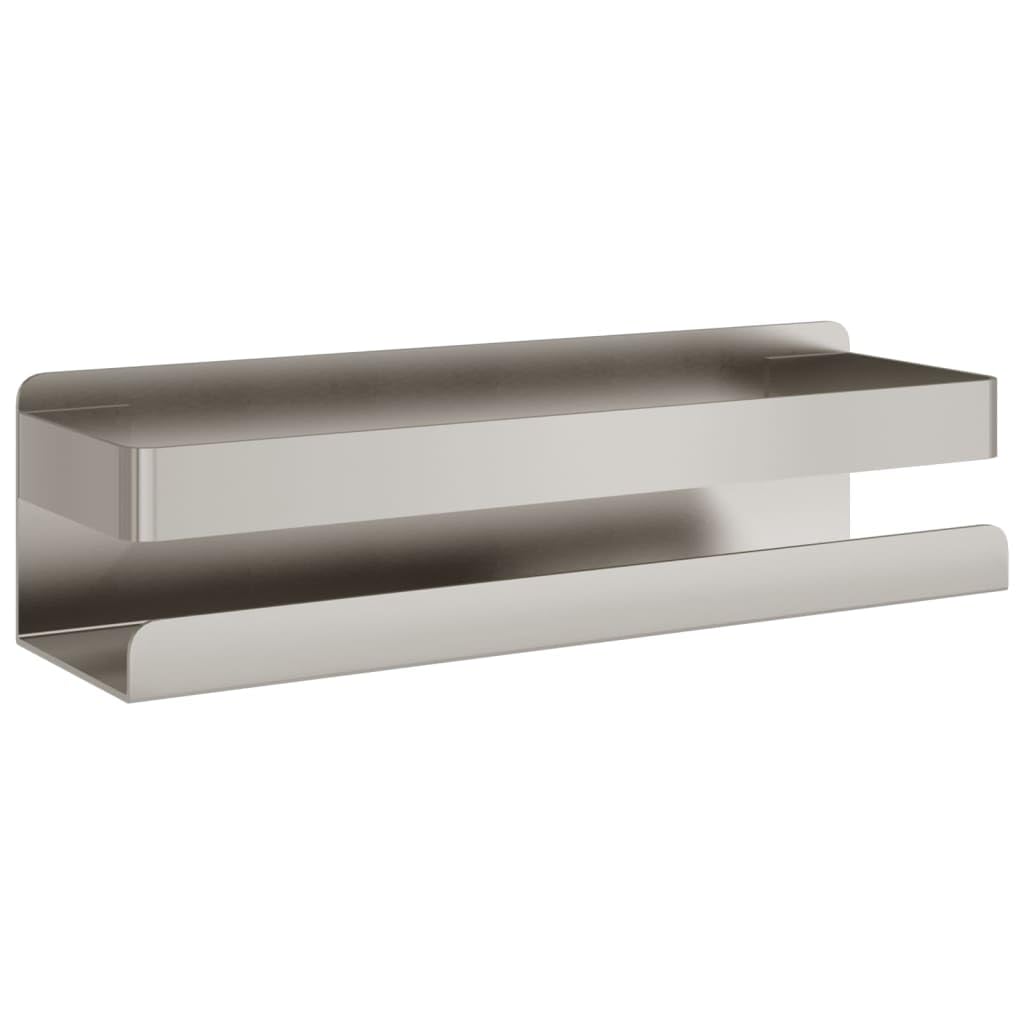 Vidaxl Silver Shower Shelf, Bathroom Shelf Organiser No Drilling, Shower Caddy, Shower Storage Rack For Bathroom Kitchen Toilet, Brushed 304 Stainless Steel