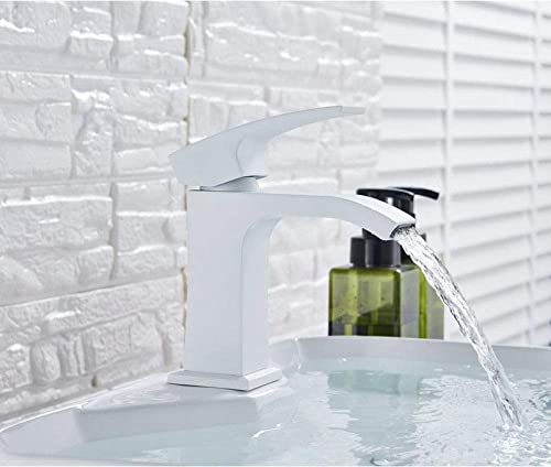 Robinet de lavabo cascade blanc en laiton pour eau chaude et froide