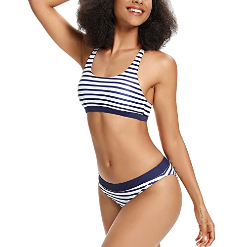 DURINM Damen Zweiteiliger Bikini Damen Bademode Push Up Bikini Set Zweiteilige Badeanzug Strandkleidung Crossover Neckholder Triangel Oberteil Bikinihose Cover