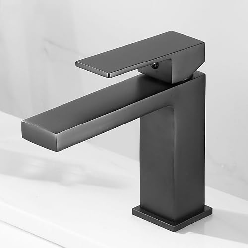 Qcknkmgg Black Basin Tap, Copper Bathroom Basin Faucet