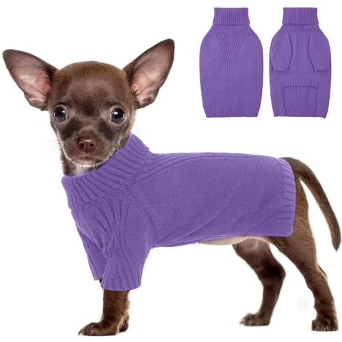IECOii Dachshund Sweater,Turtleneck Dog Sweater for Small Medium Dogs Girl Boy,Stretchy & Breathable,Warm Knitted Pullover Coat,High Neck Knitwear for Cold Weather Indoor & Outdoor Wear (Bla